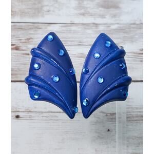 Vintage Jeff Lieb Clip On Earrings Blue - Paint Damage